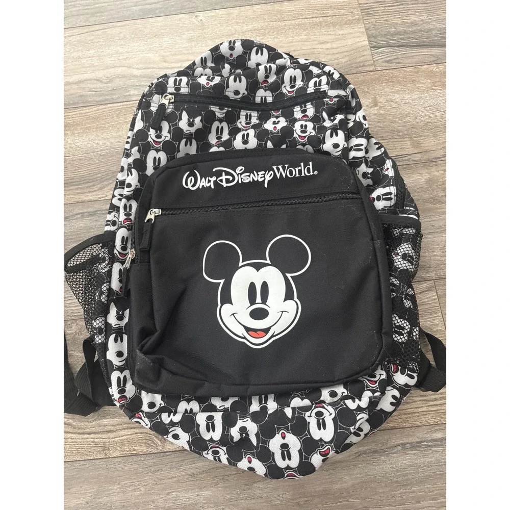 Disney Parks Walt Disney World Mickey Mouse All Over Print Backpack Black White